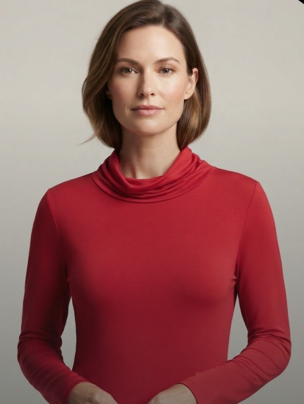 Zenana Classic Red Turtleneck Long Sleeve Top